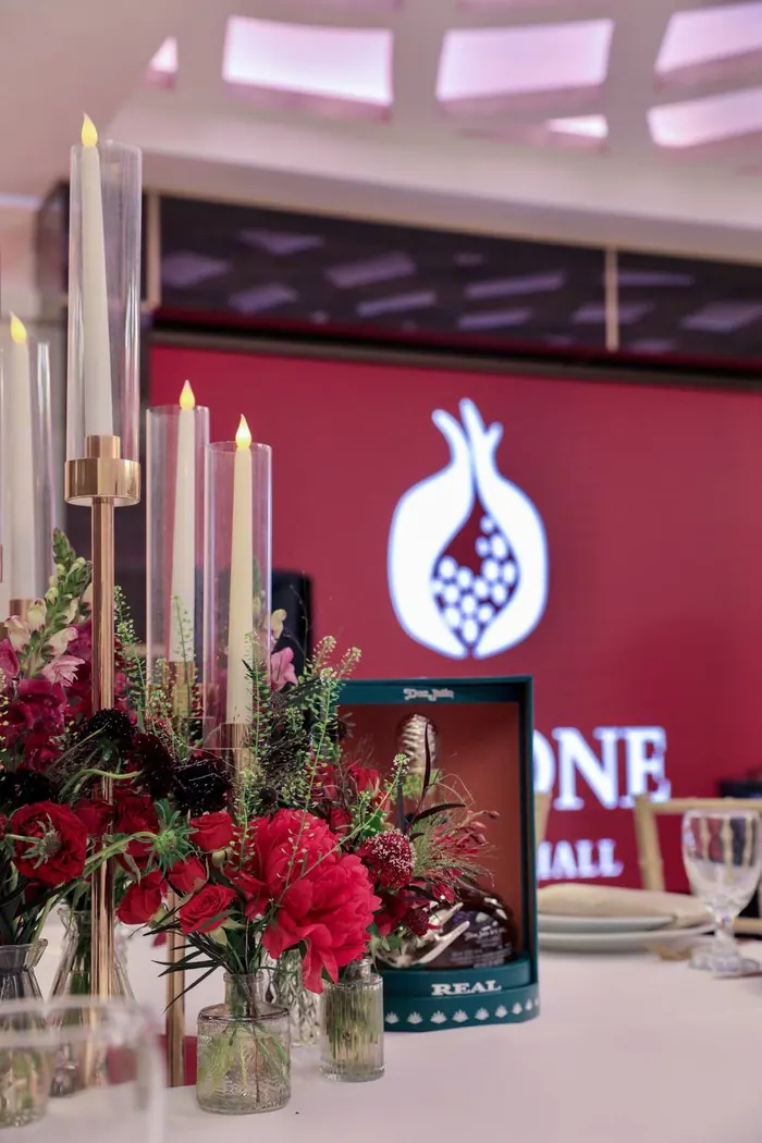 Candelabra and floral table setting at Nur One